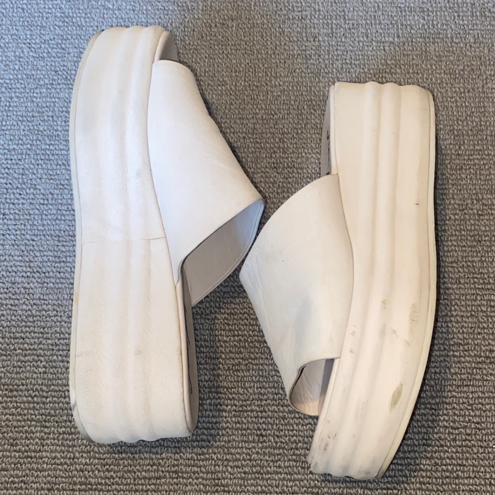 Free People Harbor Cream Leather Platform Slide Sandals sz 39 - Picture 6 of 9